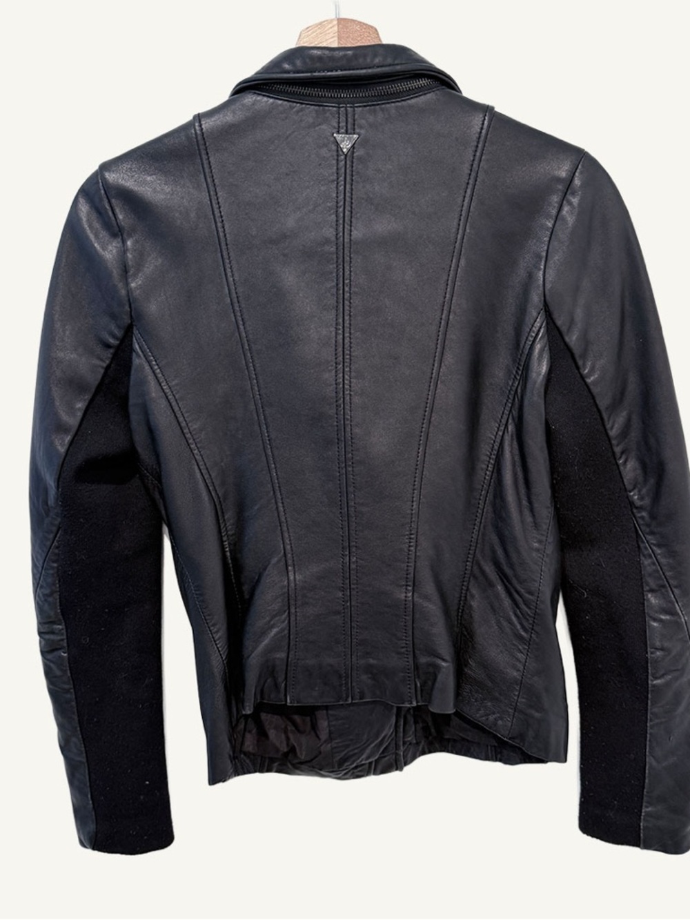 Barneys New York Leather Jacket Black Zip Off Collar Small - Picture 6 of 12
